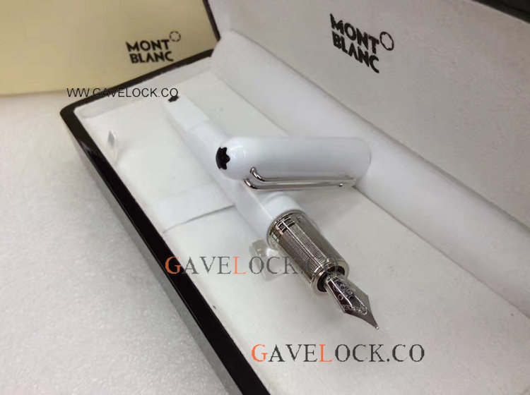 AAA Montblanc M Marc Newson White And Silver Fountain Pen - New Model Pens
